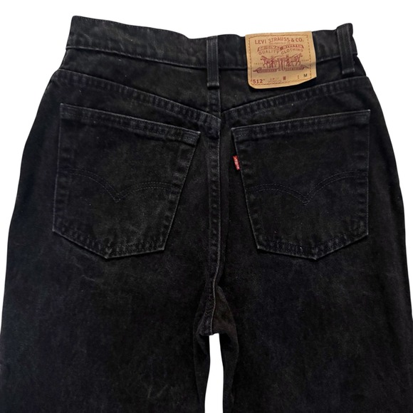 Vintage Levi 512 Slim Fit Tapered Black Jeans Women sz 11 27 Y2K 1995 High Rise - Picture 16 of 16